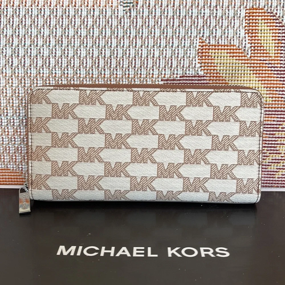 Michael Kors Men’s Women’s Cooper Tech Zip Around Continental Wallet Cream Multi